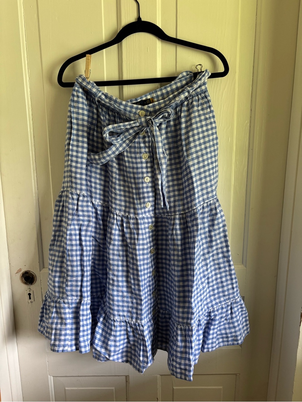 Ralph Lauren Polo cotton gingham skirt with bow size 10